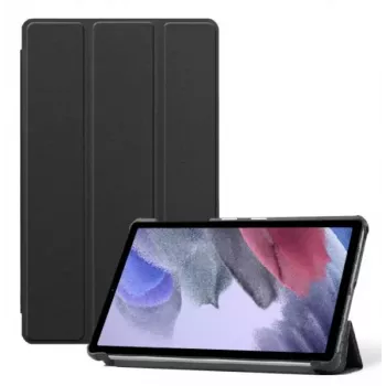 Evelatus Galaxy Tab A7 Lite Book Case su imitaciniu mikropluošto vidumi, juoda