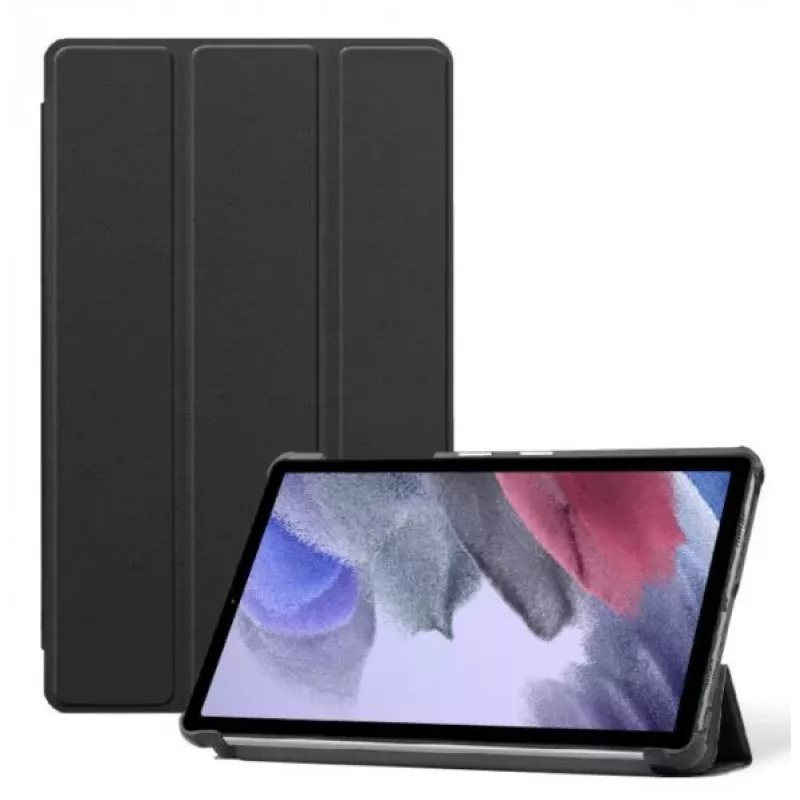 Evelatus Galaxy Tab A7 Lite Book Case su imitaciniu mikropluošto vidumi, juoda