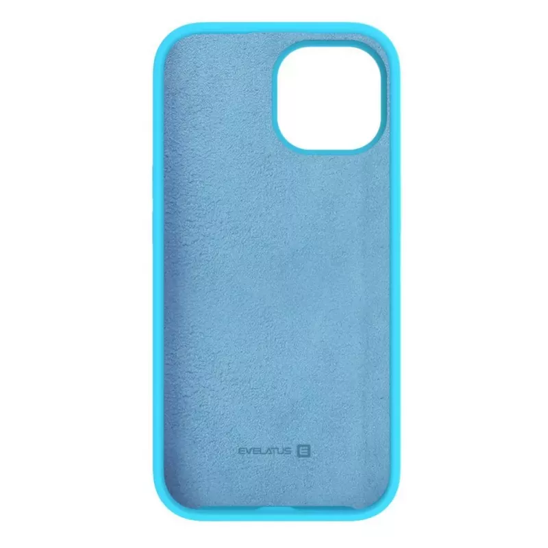 Evelatus Apple iPhone 15 Premium Soft Touch Silicone Case Cyan Blue