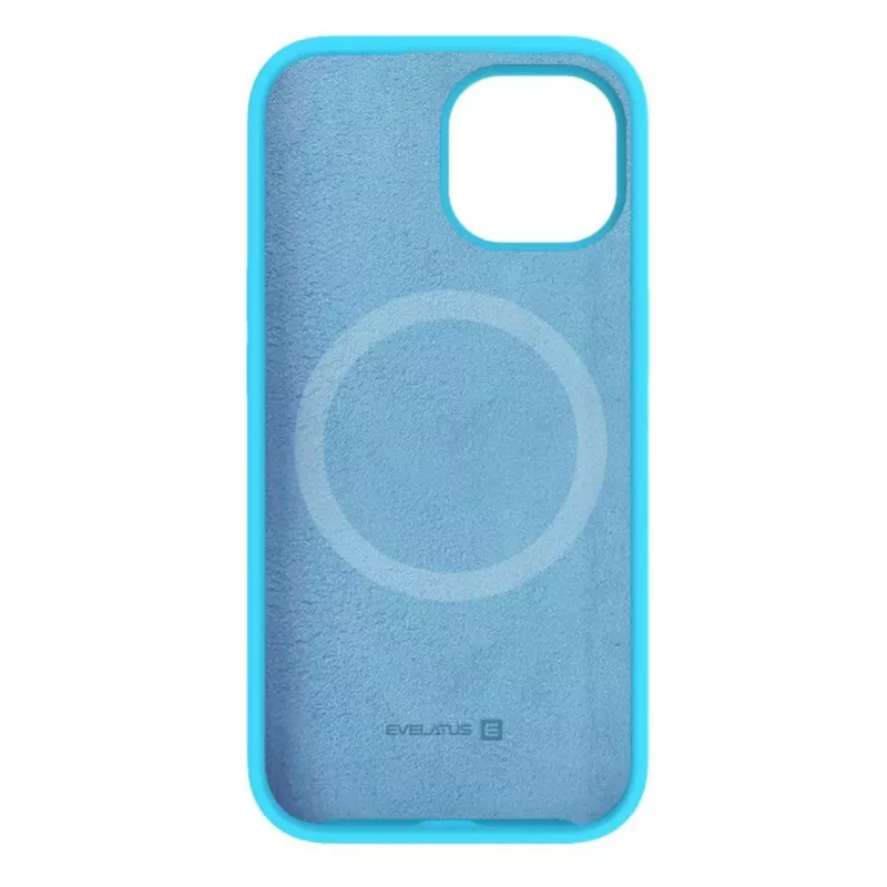 Evelatus Apple iPhone 15 Premium Magsafe Soft Touch Silicone Case Cyan Blue
