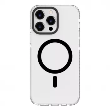 Evelatus Apple iPhone 15 Pro Max skaidrus dėklas PC+TPU su MagSafe permatomas juodas