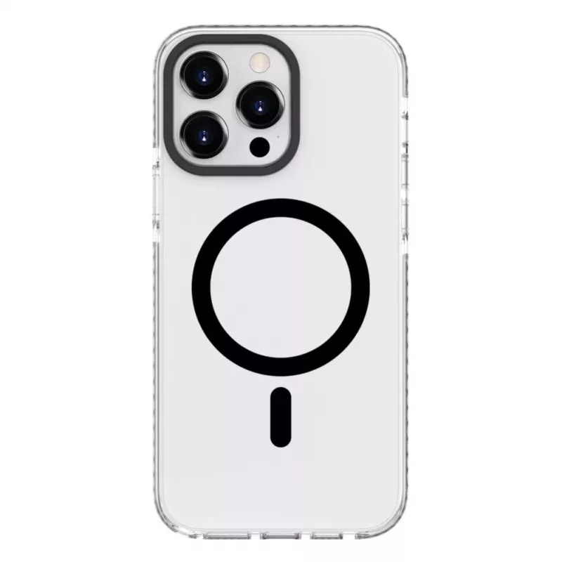 Evelatus Apple iPhone 15 Pro Max skaidrus dėklas PC+TPU su MagSafe permatomas juodas