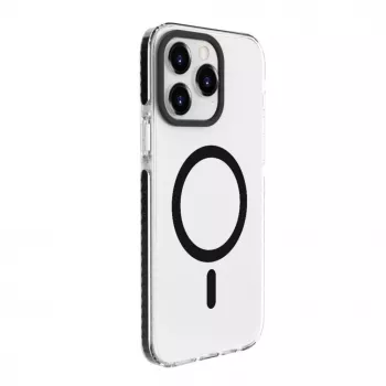 Evelatus Apple iPhone 15 Pro Max skaidrus dėklas PC+TPU su MagSafe permatomas juodas