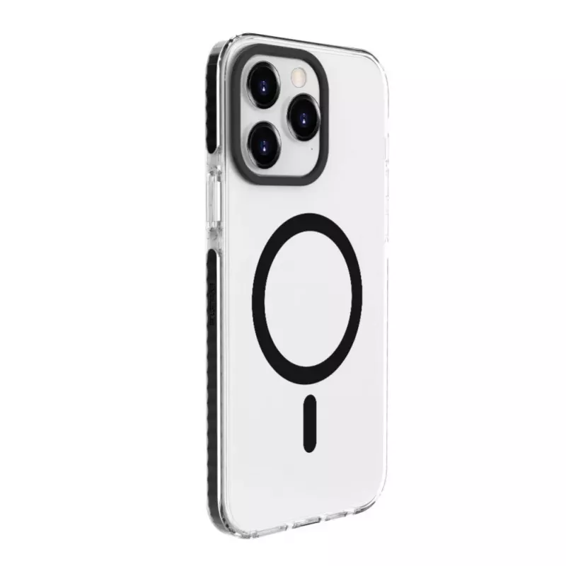 Evelatus Apple iPhone 15 Pro Max skaidrus dėklas PC+TPU su MagSafe permatomas juodas
