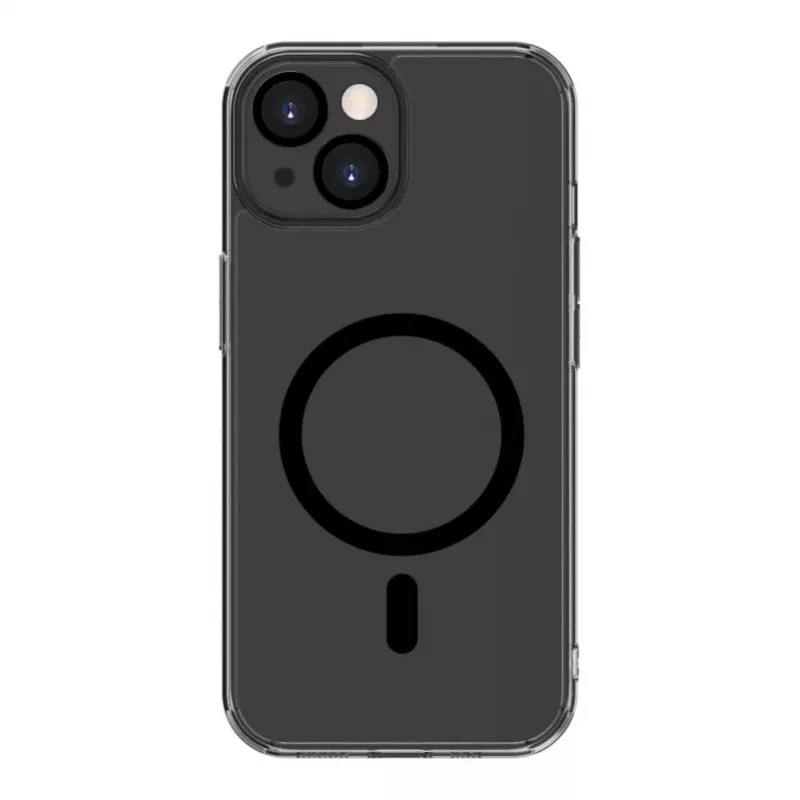 Evelatus Apple iPhone 15 Plus skaidrus dėklas su MagSafe ir fotoaparato apsauga, permatomas juodas