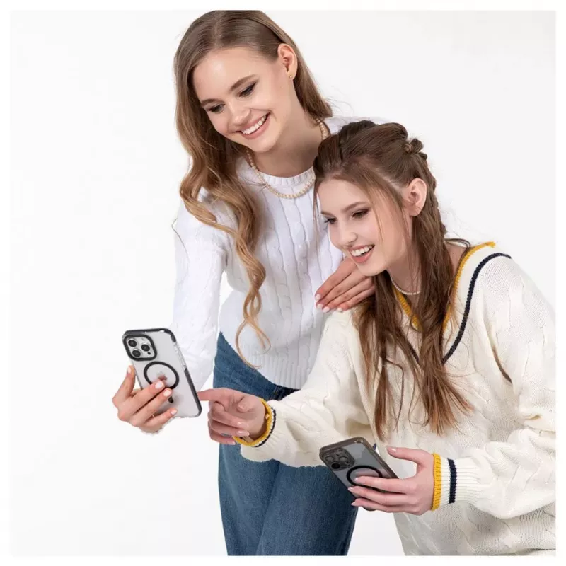 Evelatus Apple iPhone 15 Pro Max skaidrus dėklas su MagSafe ir fotoaparato apsauga, permatomas juodas