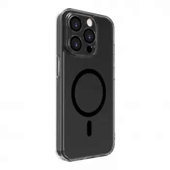 Evelatus Apple iPhone 15 Pro Max skaidrus dėklas su MagSafe ir fotoaparato apsauga, permatomas juodas
