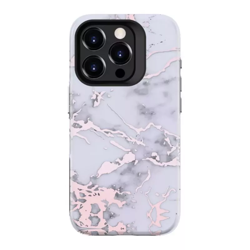 Evelatus Apple iPhone 15 Pro Max Armor Case TPU+PC Customized Print Design Marble Silver