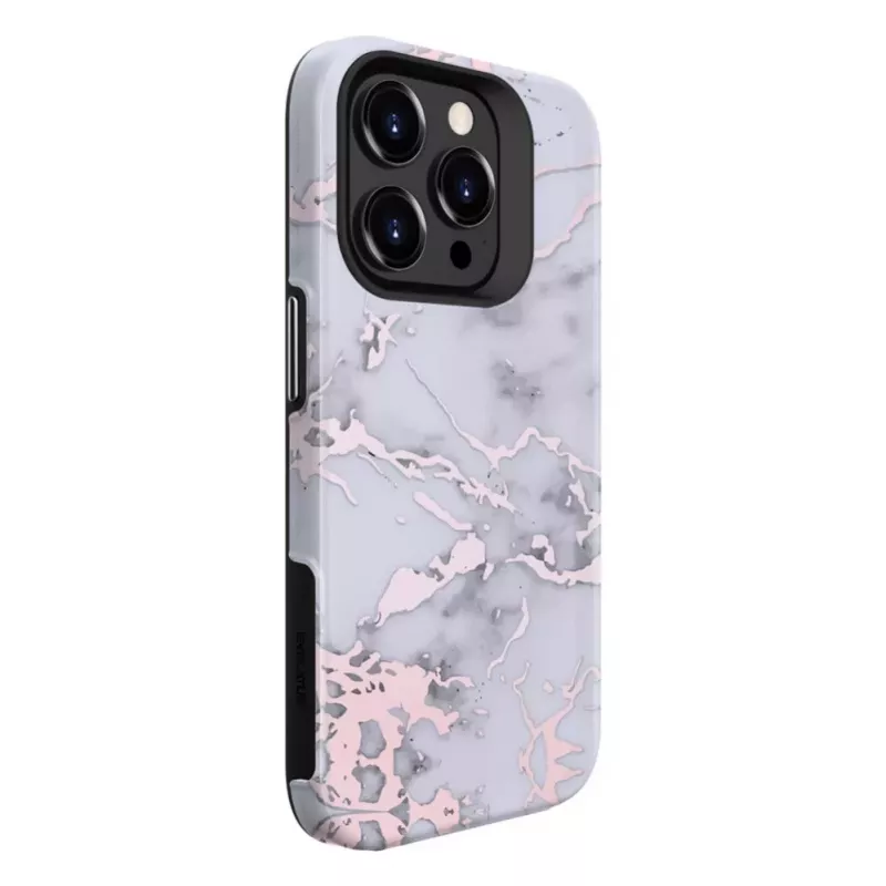Evelatus Apple iPhone 15 Pro Max Armor Case TPU+PC Customized Print Design Marble Silver