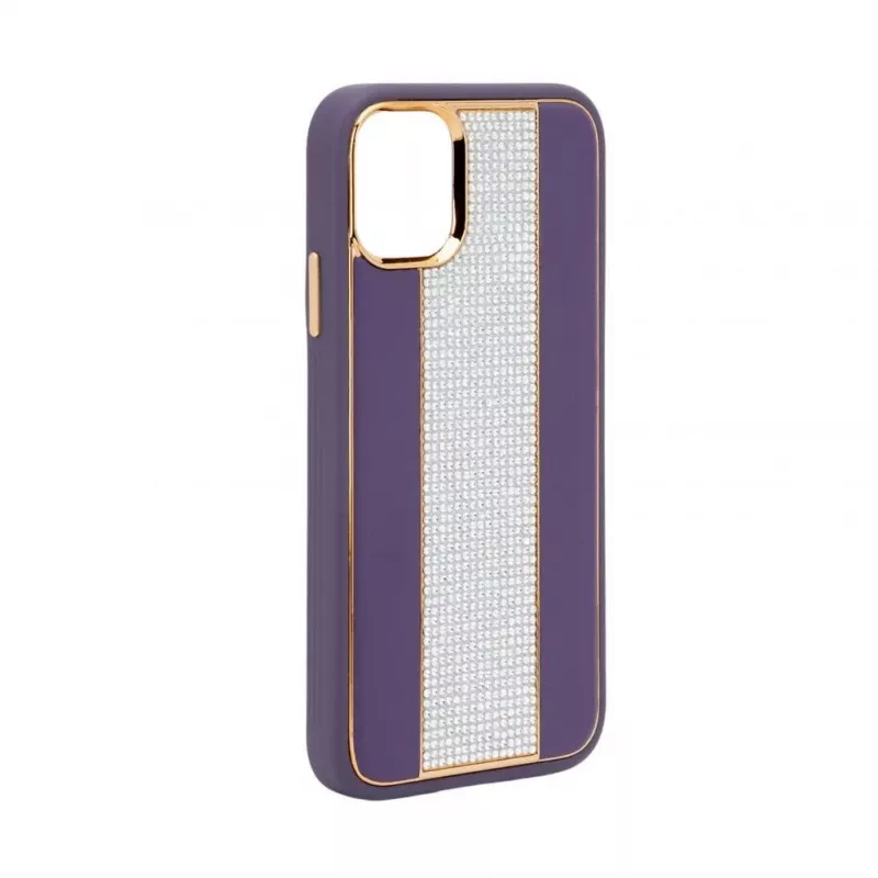iLike Apple iPhone 11 Diamonds and Leather Case Purple