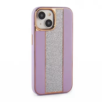 iLike Apple iPhone 15 Diamonds and Leather Case Pink Sand