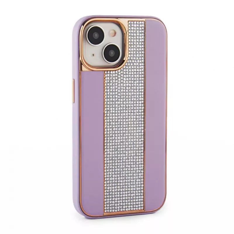 iLike Apple iPhone 15 Diamonds and Leather Case Pink Sand