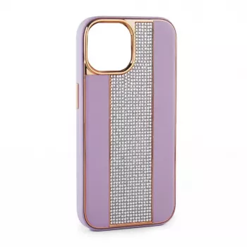 iLike Apple iPhone 15 Pro Diamonds and Leather Case Pink Sand