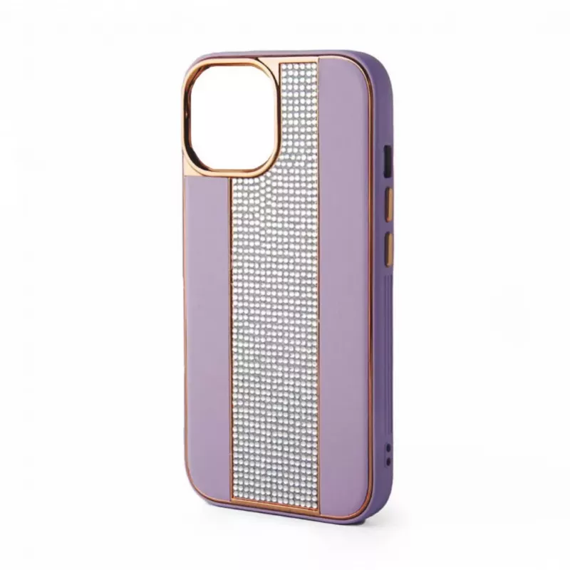 iLike Apple iPhone 15 Pro Diamonds and Leather Case Pink Sand