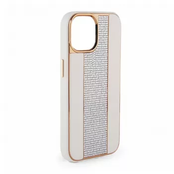 iLike Apple iPhone 15 Pro Diamonds and Leather Case White