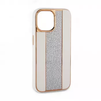 iLike Apple iPhone 15 Pro Max Diamonds and Leather Case White