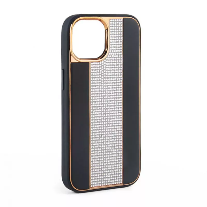 iLike Apple iPhone 15 Pro Max Diamonds and Leather Case Black