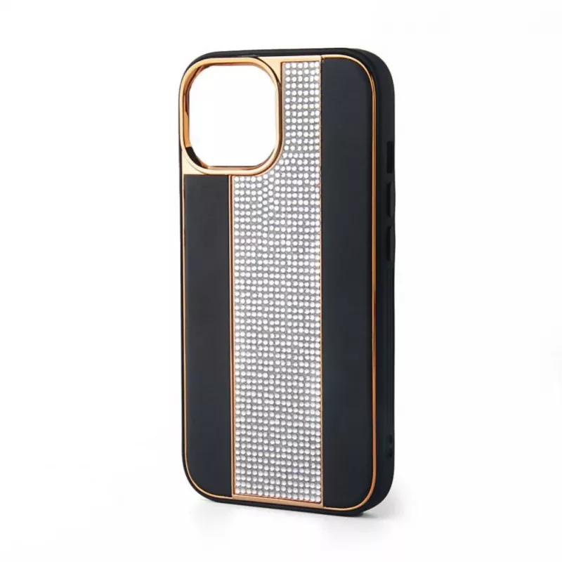 iLike Apple iPhone 15 Pro Max Diamonds and Leather Case Black