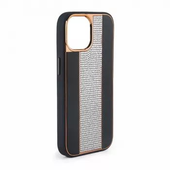 iLike Apple iPhone 15 Pro Max Diamonds and Leather Case Black
