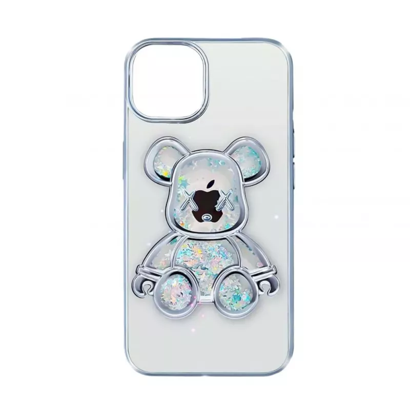 iLike Apple iPhone 13 Silikoninis Dėklas Spaudinys Desire Bear Sidabrinis
