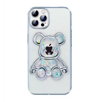 iLike Apple iPhone 13 Pro Silicone Case Print Desire Bear Silver