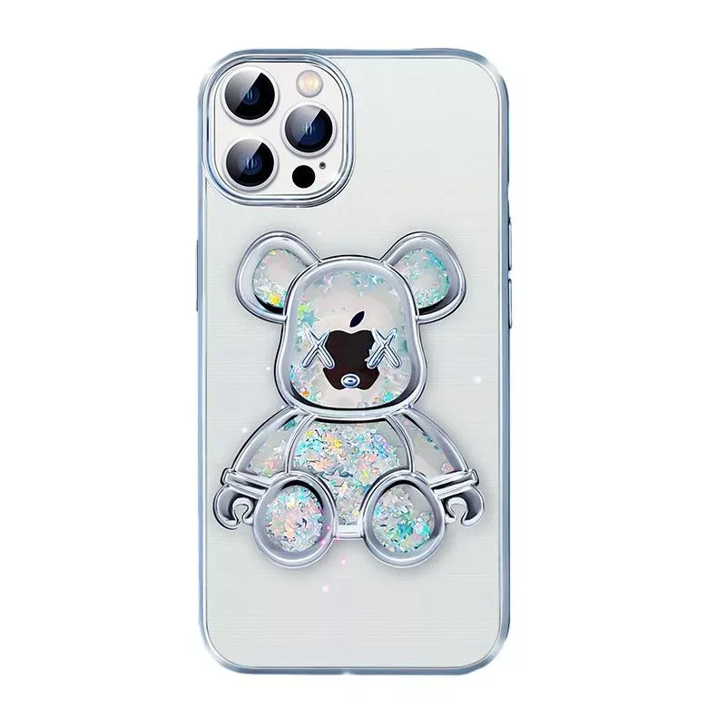 iLike Apple iPhone 13 Pro Silicone Case Print Desire Bear Silver