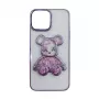 iLike Apple iPhone 14 Silikoninis Dėklas Spaudinys Desire Bear Violetinis