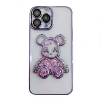 iLike Apple iPhone 14 Pro Silicone Case Print Desire Bear Purple