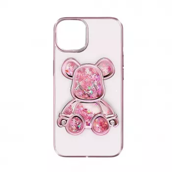 iLike Apple iPhone 15 Silikoninis Dėklas Spaudinys Desire Bear Rožinis