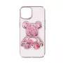 iLike Apple iPhone 15 Silikoninis Dėklas Spaudinys Desire Bear Rožinis