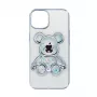 iLike Apple iPhone 15 Silikoninis Dėklas su Spaudiniu Desire Bear Sidabrinis