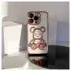 iLike Apple iPhone 15 Pro Silicone Case Print Desire Bear Pink