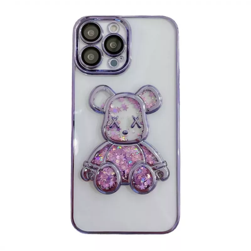 iLike Apple iPhone 15 Pro Silicone Case Print Desire Bear Purple