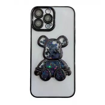 iLike Apple iPhone 15 Pro Silicone Case Print Desire Bear Black