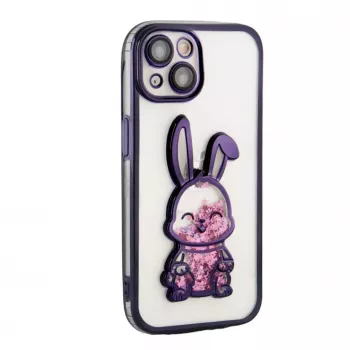 iLike Apple iPhone 14 Silikoninis Dėklas su Desire Rabbit Spaudiniu, Violetinis