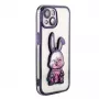iLike Apple iPhone 14 Silikoninis Dėklas su Desire Rabbit Spaudiniu, Violetinis