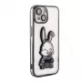 iLike Apple iPhone 15 Silicone Case Print Desire Rabbit Black