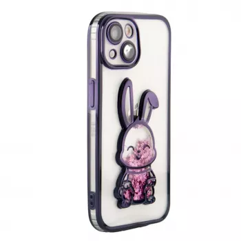 iLike Apple iPhone 15 Silikoninis Dėklas su Spaudiniu Desire Rabbit Violetinis