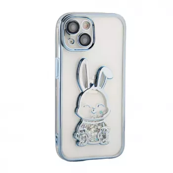 iLike Apple iPhone 15 Silikoninis Dėklas Spauda Desire Rabbit Mėlyna