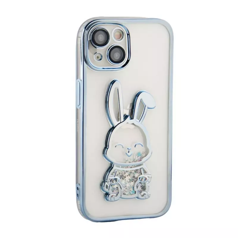 iLike Apple iPhone 15 Silikoninis Dėklas Spauda Desire Rabbit Mėlyna