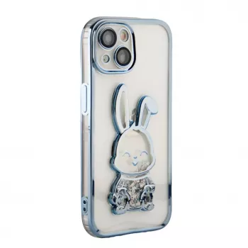 iLike Apple iPhone 15 Silikoninis Dėklas Spauda Desire Rabbit Mėlyna