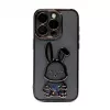 iLike Apple iPhone 15 Pro Silicone Case Print Desire Rabbit Black