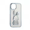 iLike Apple iPhone 15 Pro Silikoninis Dėklas Print Desire Rabbit Mėlyna