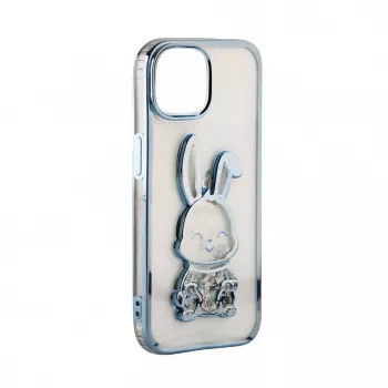 iLike Apple iPhone 15 Pro Silikoninis Dėklas Print Desire Rabbit Mėlyna