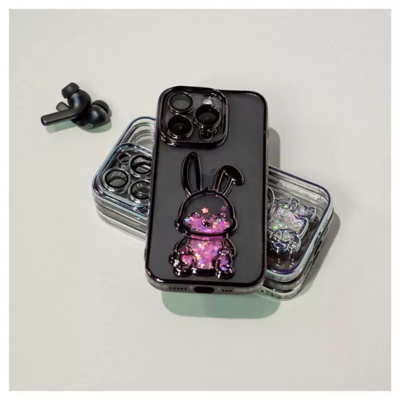 iLike Apple iPhone 15 Pro Max Silikoninis Dėklas Spaudinys Desire Rabbit Violetinis