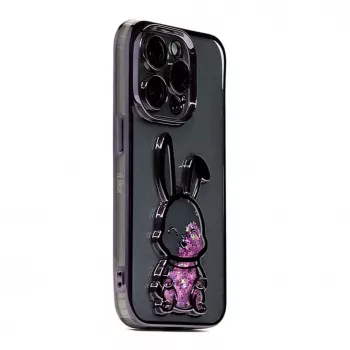 iLike Apple iPhone 15 Pro Max Silikoninis Dėklas Spaudinys Desire Rabbit Violetinis