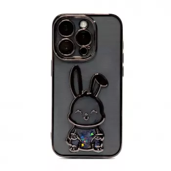 iLike Apple iPhone 15 Pro Max Silikoninis Dėklas Spaudiniu Desire Rabbit Juodas