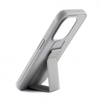 iLike Apple iPhone 15 Silikoninis Dėklas su Pėdeliu Sidabrinis