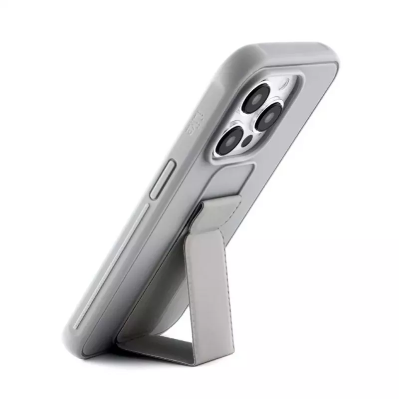iLike Apple iPhone 15 Pro Silikoninis Dėklas su Stovu Sidabrinis