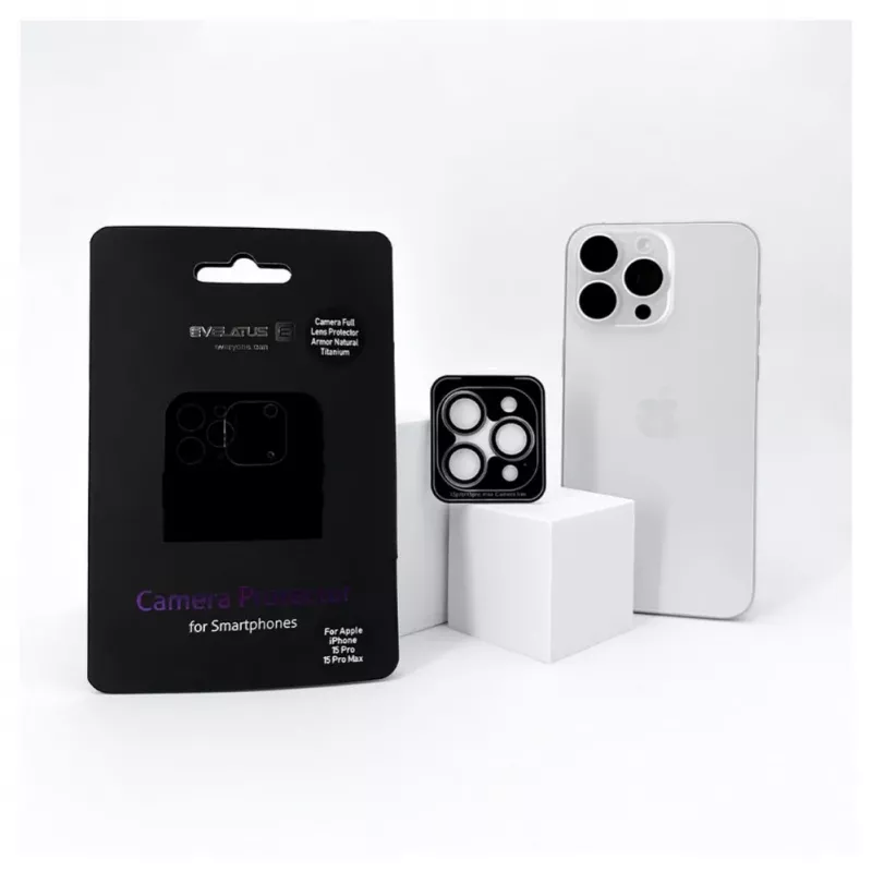 Evelatus Apple iPhone 15 Pro / 15 Pro Max Camera Lens Protector Armor White Titanium
